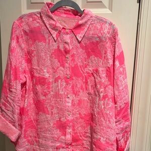 Lilly Pulitzer Pink Button-Up Blouse